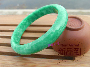  天然翡翠手镯翡翠玉镯子阳绿满绿宽条干青铁龙生祖母绿玉手镯包邮