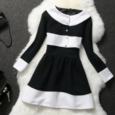 Одежда для отдыха 【ar in】欧美经典黑白撞色拼接背带连衣裙小外套两件套9343 Mango