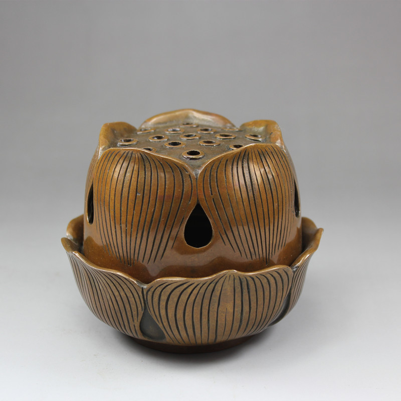 Incense burner Pure copper Vaporizer Sandalwood furnace Disk censer Buddha with supplies Home Decoration Lotus furnace Antique giftin the Tableware , Tea set , Tea/Censer category - from Buy2taobao.com to provide professional Taobao agent buy service