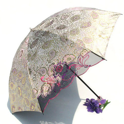 包邮宝丽姿伞黑胶伞蕾丝刺绣太阳伞超强防晒防