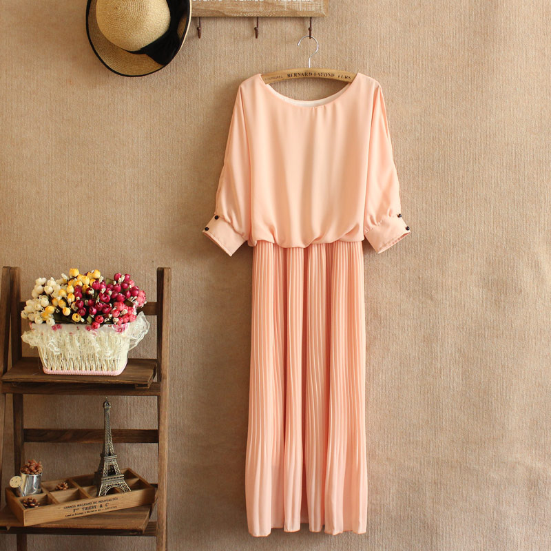 韩版露肩仙女裙裸色...