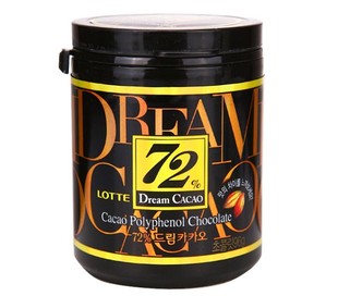  6罐包邮 韩国进口 乐天72%纯黑巧克力96克罐装 高纯度巧克力 美味