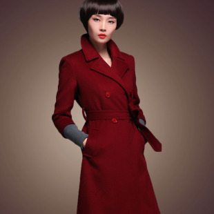  优雅戎装 必备羊毛修身双排扣长款 修身大衣 女款 秋冬毛呢外套
