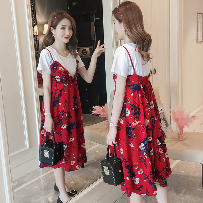 孕妇连衣裙夏装套装时尚款2019新款 哺乳上衣+碎花雪纺裙两件套潮|ruв категории Всё для беременных и кормящих, материнство, платье - от Buy2taobao.com для оказания профессиональной услуги покупки агента Taobao