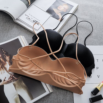 黑色吊带打底内衣性感聚拢文胸美背防走光抹胸无钢圈少女裹胸胸罩
