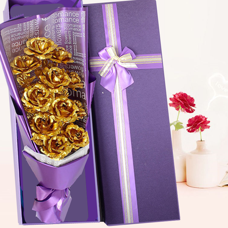 Golden Rose Bouquet 24k Gold foil rose originality graduation birthday gift Valentine's Day giftin the Flower delivery/Flowers simulation/Plants gardening , Cartoon flower/Chocolate Flower (New) , Cartoon flower category - from Buy2taobao.com to provide professional Taobao agent buy service
