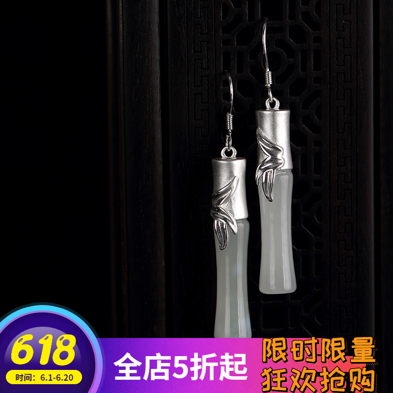 耳坠2019新款时尚网红S925纯银竹节复古中国风高档百搭女耳环饰品|msdalam kategori Aksesori/Barang Kemas Fesyen, Barang lain - dari Buy2taobao.com untuk memberikan perkhidmatan ejen Taobao profesional membeli