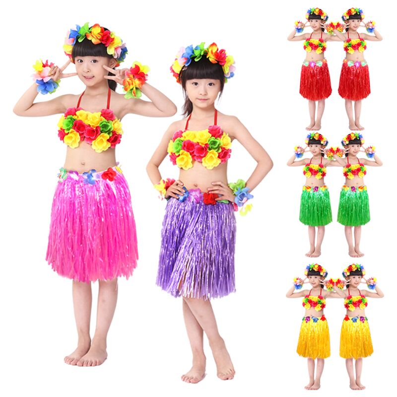 六一草裙舞儿童衣服幼儿园草裙舞服装舞蹈花环套装庆典表演服40CM|ruв категории движение/йога/фитнес/фанаты товаров, танец/аэробика/гимнастика, хула, хула костюм - от Buy2taobao.com для оказания профессиональной услуги покупки агента Taobao