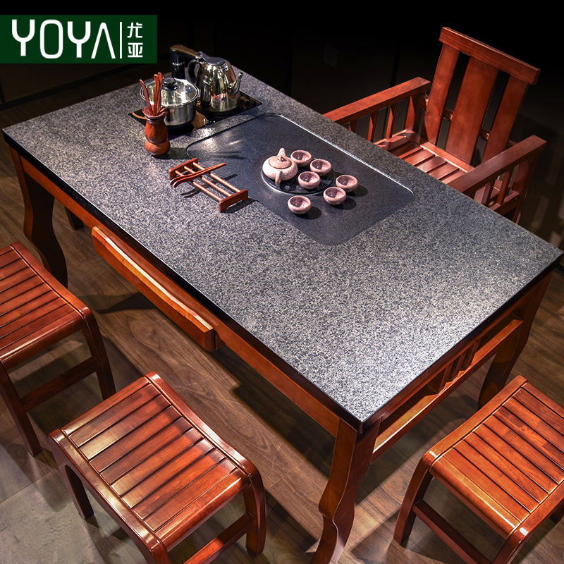 尤亚 喝茶桌椅组合实木新中式火烧石功夫茶几泡茶台办公室茶艺桌在类目 商业/办公家具, 办公家具, 办公桌, 办公电脑桌中 - 来自Buy2taobao.com提供专业的淘宝代购服务