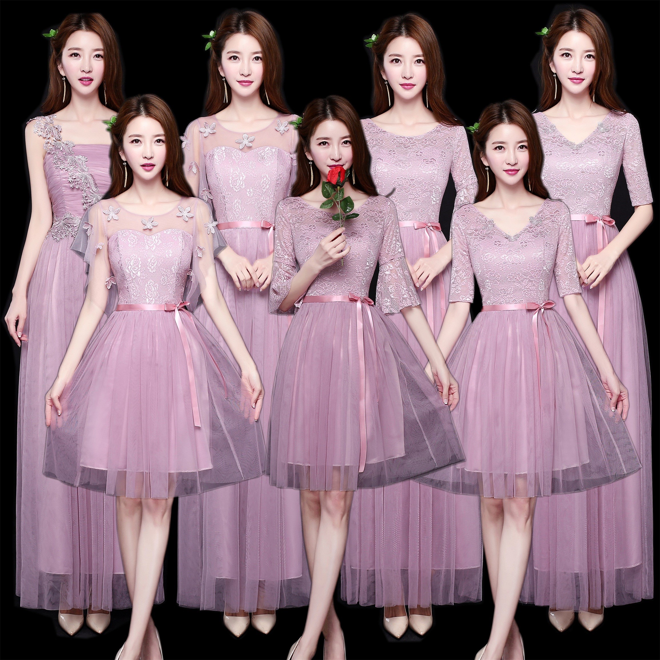 伴娘礼服短款2018新款韩版姐妹团伴娘服长款灰色显瘦毕业季连衣裙|msdalam kategori Butik wanita / wanita, perkahwinan/Cheongsam/pakaian, pakaian/malam - dari Buy2taobao.com untuk memberikan perkhidmatan ejen Taobao profesional membeli