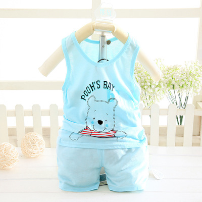 奥中宝竹纤维背心二件套 无袖吊带衣 短裤幼儿背搭 可开裆童装