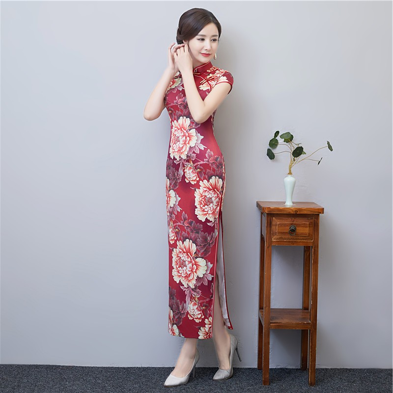 长款旗袍2018秋季新款女端庄大气改良版中国风淑女时尚宴会旗袍裙在类目 女装/女士精品, 婚纱/旗袍/礼服, 旗袍中 - 来自Buy2taobao.com提供专业的淘宝代购服务