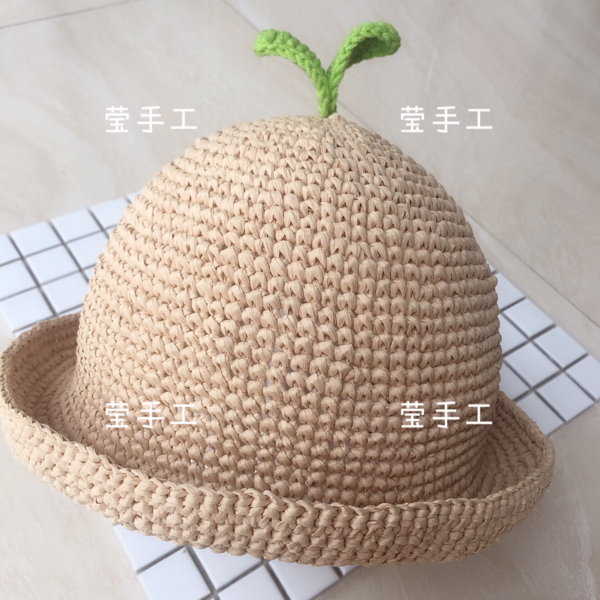 莹手工-钩针编织棉草拉菲萌芽帽 diy编织材料包送视频教程 非成品在类目 服饰配件/皮带/帽子/围巾, 制衣面料, 毛线中 - 来自Buy2taobao.com提供专业的淘宝代购服务