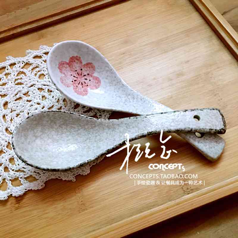 手绘日式和风陶瓷餐具雪花釉樱花汤匙汤勺勺子创意调羹微波炉适用|ruв категории посуда, посуда, вспомогательные фарфор, ложка/совок - от Buy2taobao.com для оказания профессиональной услуги покупки агента Taobao