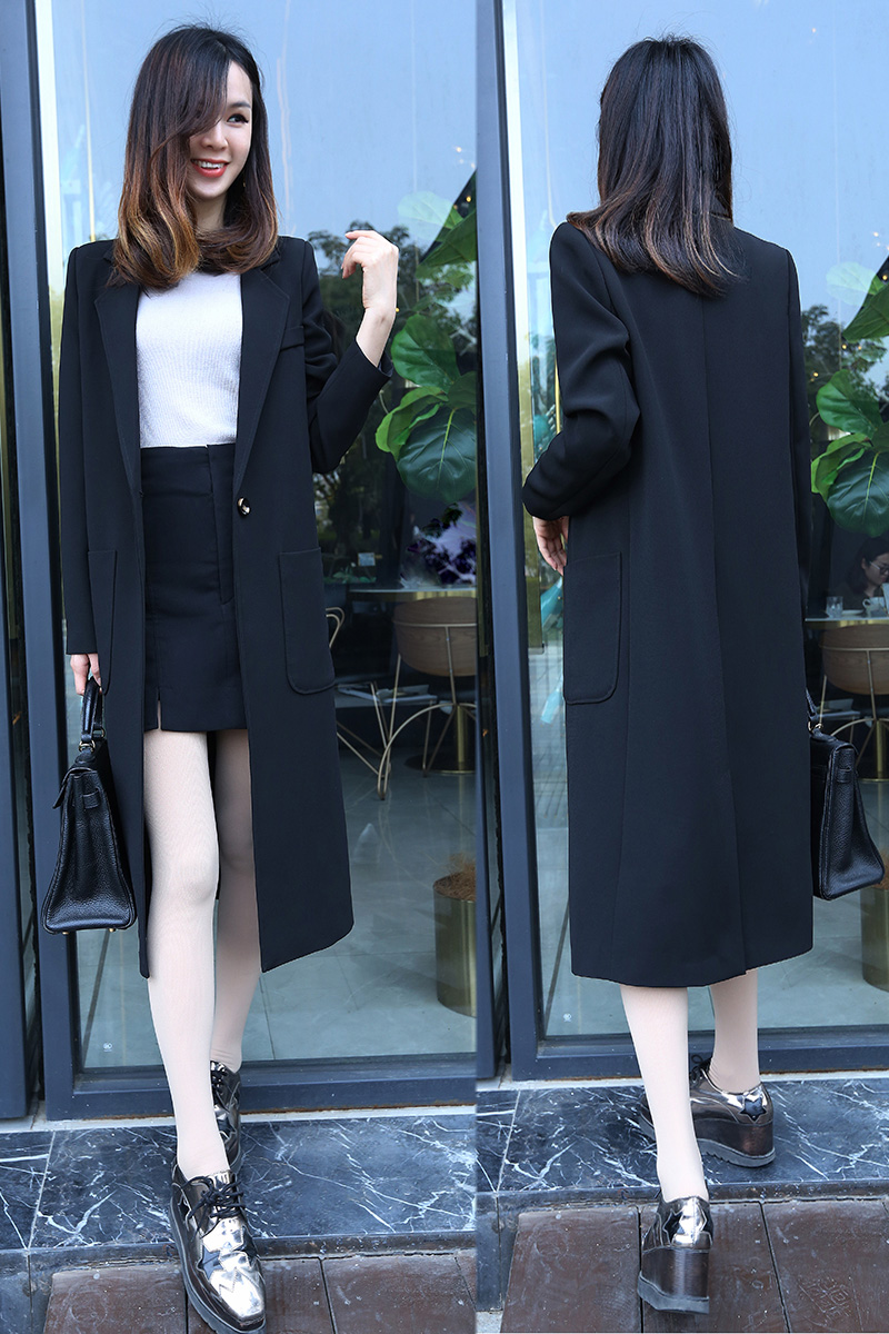显瘦垂顺中长款免熨烫chic小西装外套女休闲职业大口袋黑色西服|msdalam kategori Butik wanita / wanita, saman - dari Buy2taobao.com untuk memberikan perkhidmatan ejen Taobao profesional membeli