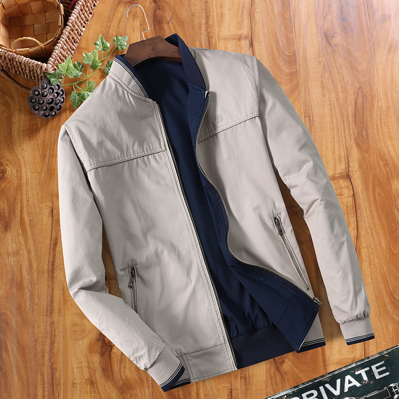 middle age jacket Spring and autumn season Stand collar pure cotton Jacket Dad installed Double face Casual menswear Thin coatin the Men's clothing, Jacket category - from Buy2taobao.com to provide professional Taobao agent buy service