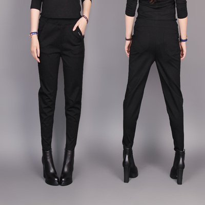秋冬新款哈伦裤休闲宽松版九分裤女西裤黑裤子