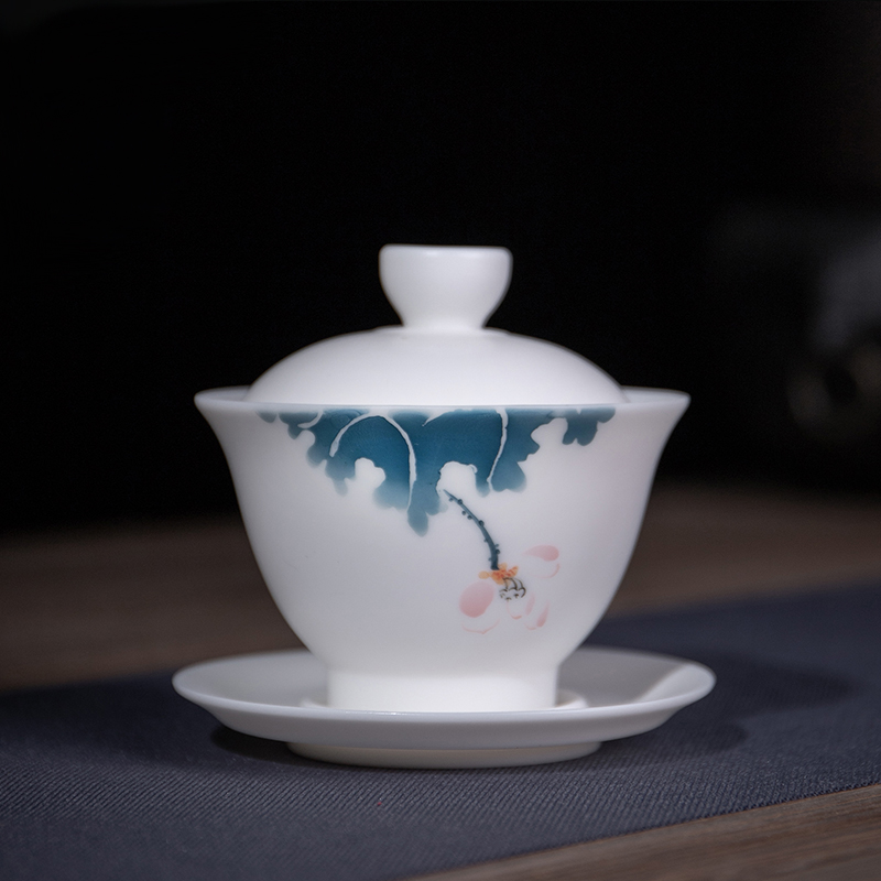 德化白瓷盖碗手绘盖碗碗功夫茶具套装家用小号茶杯泡茶碗三才盖|ruв категории посуда, чайный сервиз, супник - от Buy2taobao.com для оказания профессиональной услуги покупки агента Taobao