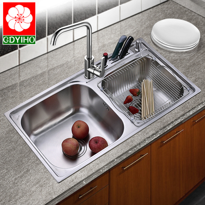 樱花304不锈钢水槽水池洗菜盆双槽厨房加厚拉丝菜盆洗碗池洗碗槽