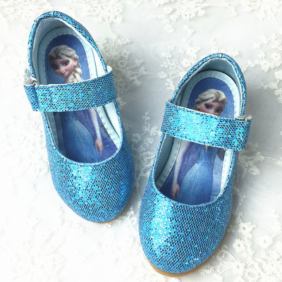 新款冰雪奇缘鞋 儿童艾莎鞋 高跟艾莎公主鞋 女