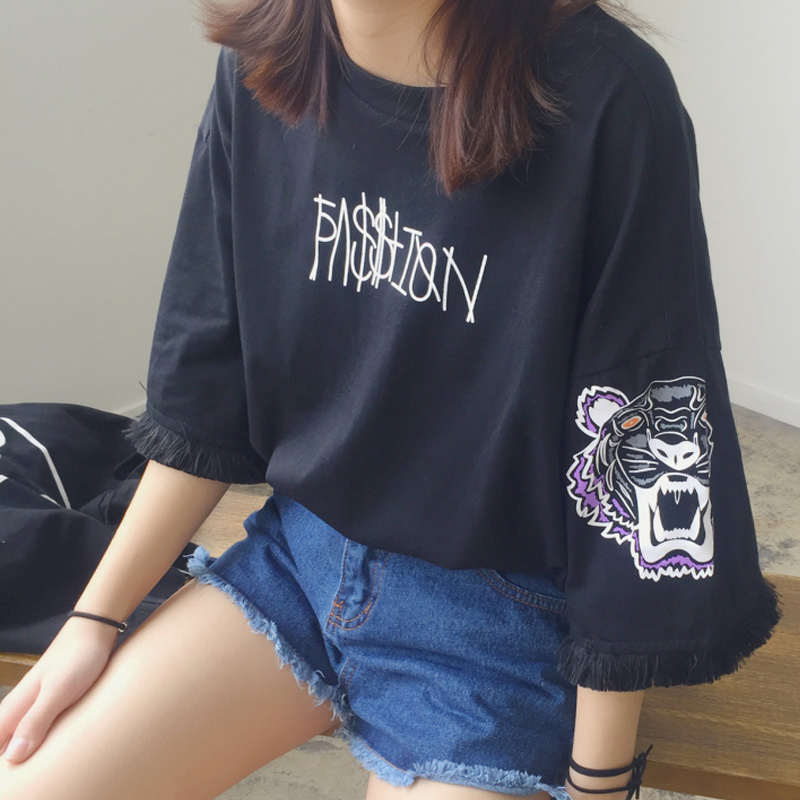 summer Korean Edition Easy student Versatile full marks Sleeve Add fertilizer XL Short sleeve T-shirt Women's wear mm200 Pounds to wearin the Women's clothing/Boutique , Large size women category - from Buy2taobao.com to provide professional Taobao agent buy service