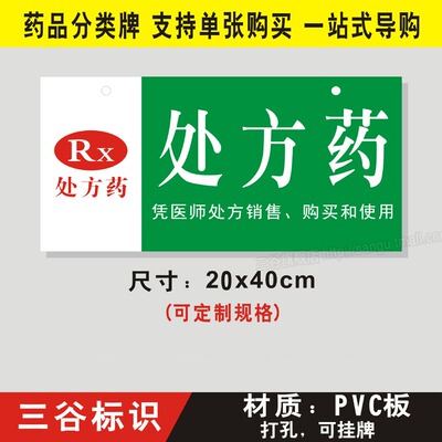 药房处方药贴挂牌药品分类牌标签标牌医院药店柜台标识标志贴牌