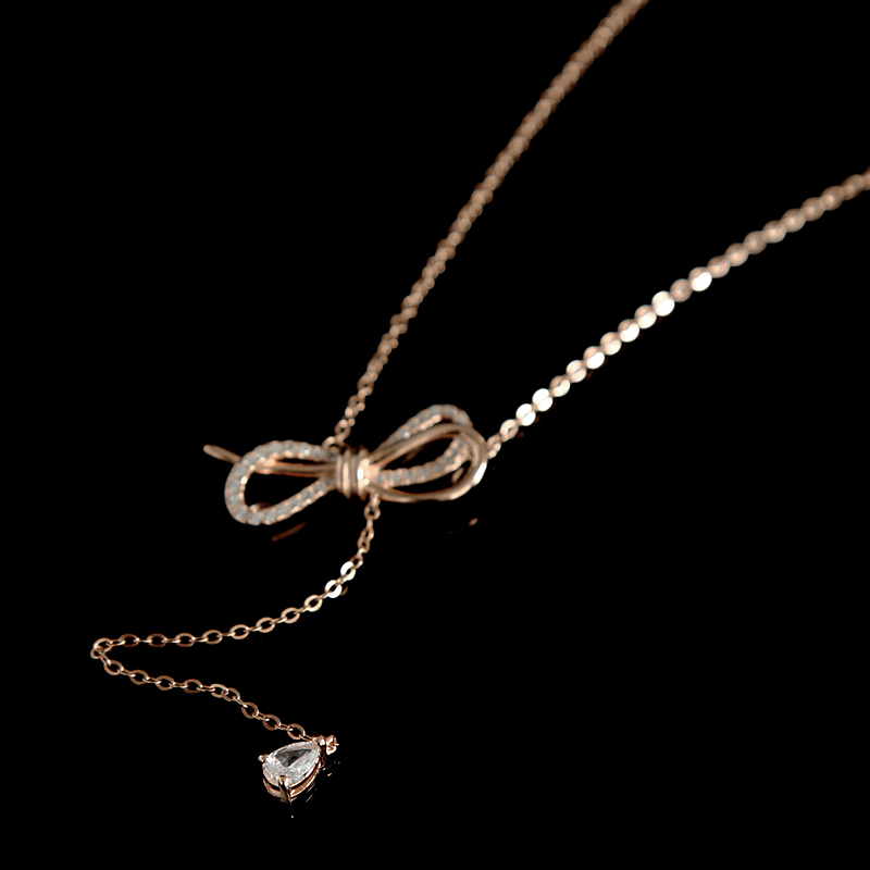 CAFSH Little Red Book recommendation temperament bow Sterling Silver rose Gold Necklace SX32712in the Accessories/Fashion Jewelry, Necklace category - from Buy2taobao.com to provide professional Taobao agent buy service