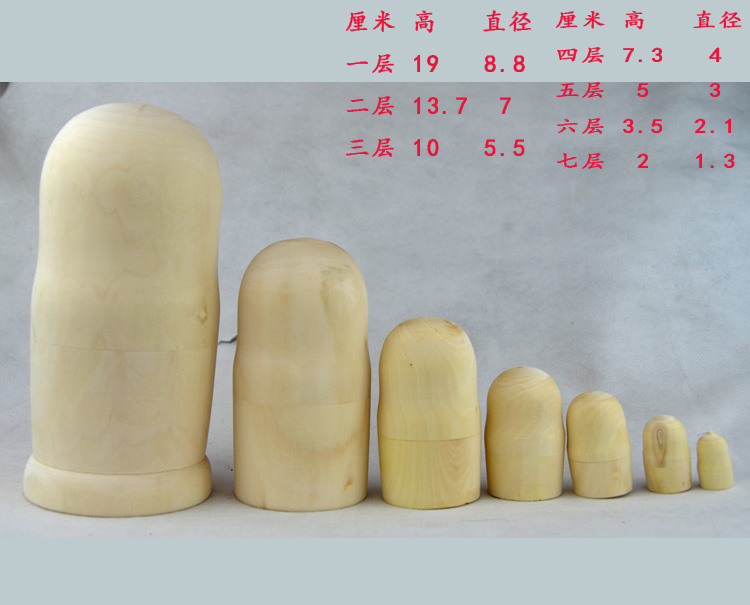 Matreshka-Layer 7 Wooden child farmland not yet tilled after harvest White embryo Not painted matryoshka diy Matryoshkain the Arts and crafts , Overseas Crafts , Russian specialties category - from Buy2taobao.com to provide professional Taobao agent buy service
