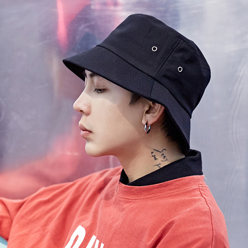 summer Fisherman hat Pure black Chaopai Hip hop cap Versatile Bucket hats Sunscreen Korean Edition Large canopies Hat Sun hatin the Accessories/Leather belt/Hat/Muffler , Hat category - from Buy2taobao.com to provide professional Taobao agent buy service