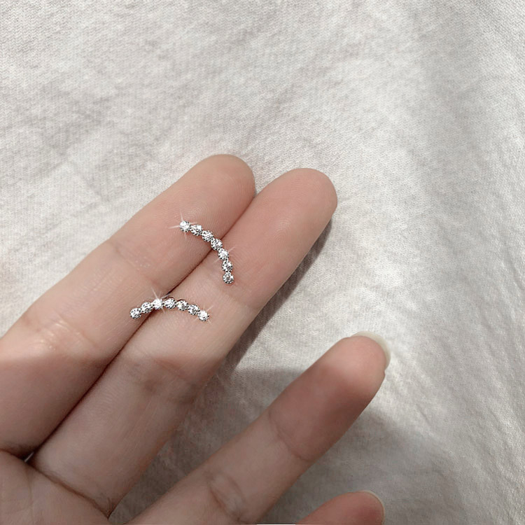 精致弧形小耳钉 925纯银耳骨百搭耳环女 气质简约电镀白金耳饰|msdalam kategori Aksesori/Barang Kemas Fesyen, anting-anting, anting-anting - dari Buy2taobao.com untuk memberikan perkhidmatan ejen Taobao profesional membeli