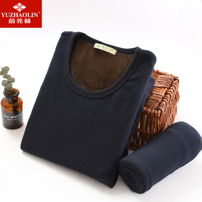 俞兆林青年男士保暖内衣女冬季加厚加绒套装情侣圆领修身秋衣秋裤