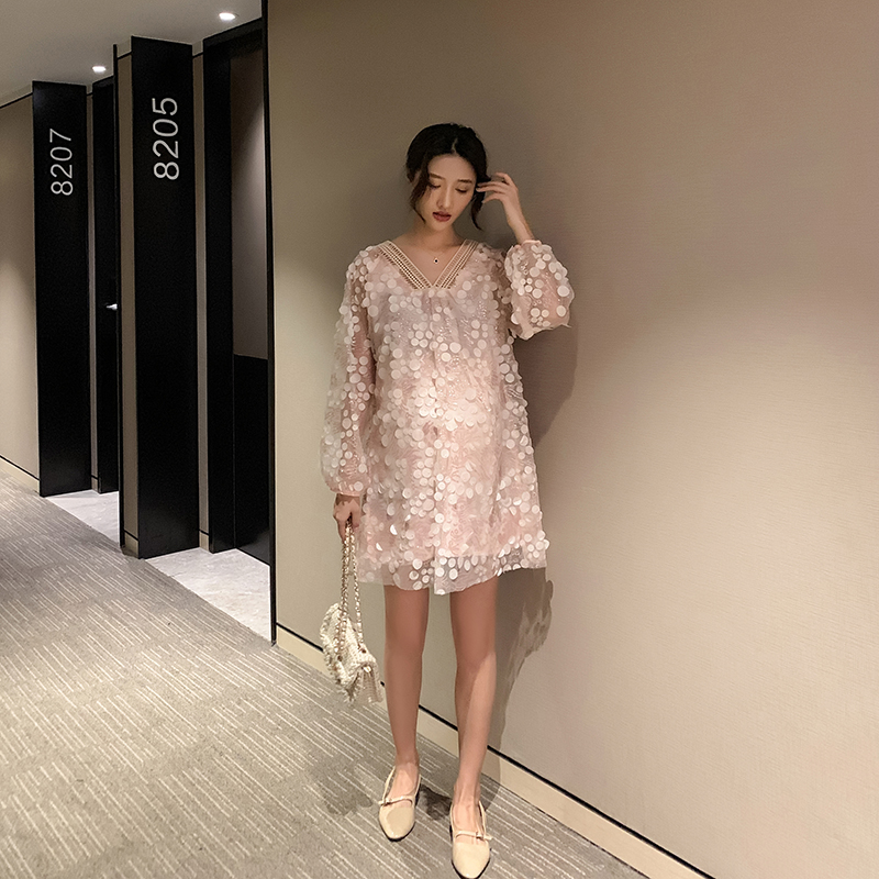 YYZJ孕妇春装连衣裙2019新款时尚韩版网纱孕妇裙中长款薄款潮妈裙|ruв категории Всё для беременных и кормящих, материнство, платье - от Buy2taobao.com для оказания профессиональной услуги покупки агента Taobao