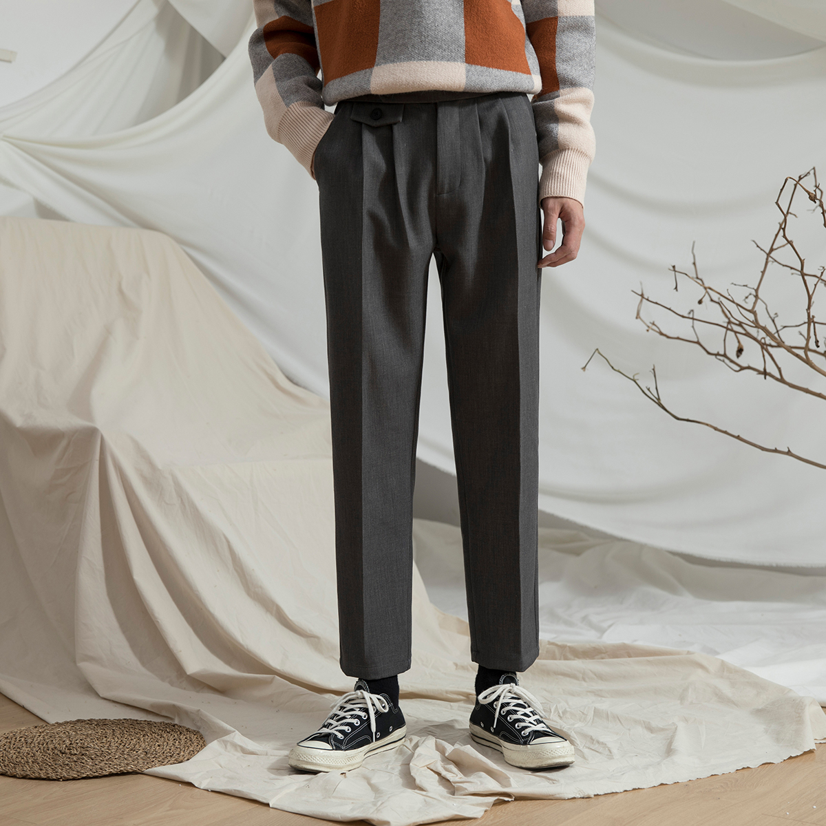 Leymus Drape Western-style trousers man Nine points thickening winter 2018 new pattern Korean Edition Versatile Straight Casual pants Trendin the Men's clothing, Casual pants category - from Buy2taobao.com to provide professional Taobao agent buy service