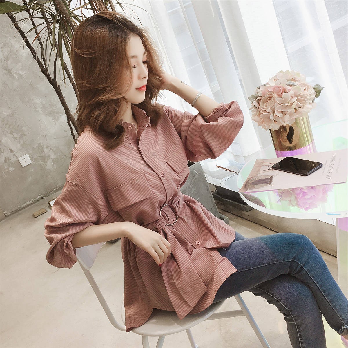2019春装新款条纹衬衫女宽松收腰上衣大码外套春季中长款长袖衬衣|msdalam kategori haiwan peliharaan/makanan haiwan dan bekalan, Haiwan pakaian dan aksesori, haiwan pakaian/baju hujan - dari Buy2taobao.com untuk memberikan perkhidmatan ejen Taobao profesional membeli