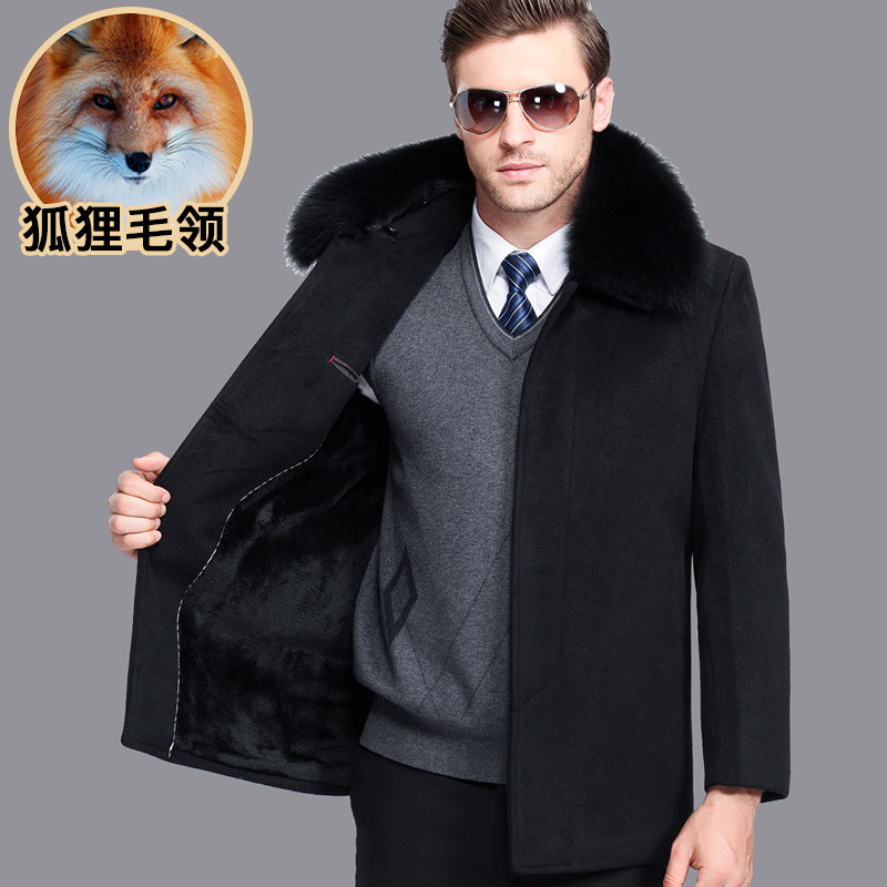 Bourdon Wolf middle age Woolen overcoat have cash less than that is registered in the accounts winter thickening Large Woolen coat Dad installed Fox feather collarin the Men's clothing, Woolen coat category - from Buy2taobao.com to provide professional Taobao agent buy service