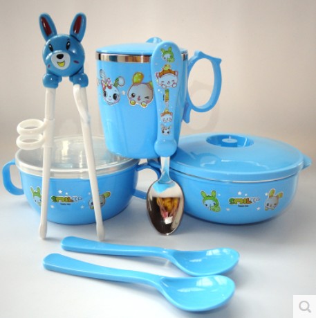 Baby children baby Stainless steel cutlery set Binaural Practice chopsticks Spoon Water cup With cover heat insulationin the Diapers/Care/Feeding/Push lathe , Cups/Tableware/Grind/Attachment , Children's tableware category - from Buy2taobao.com to provide professional Taobao agent buy service
