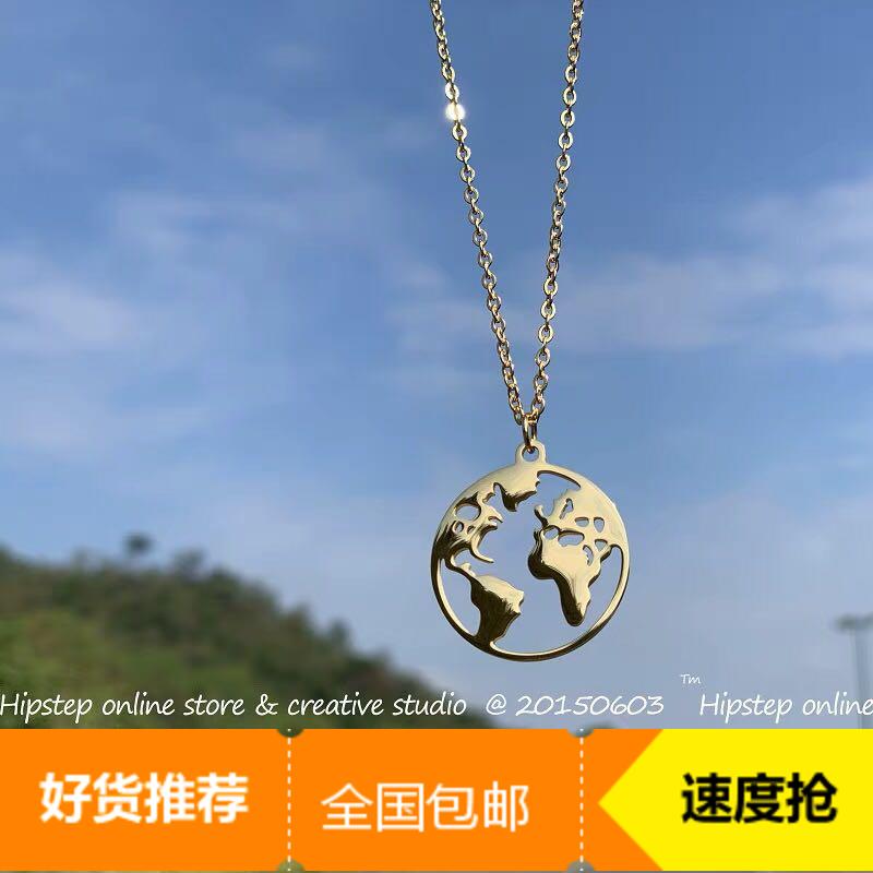 励志正能量钛钢镂空你的全世界地图地球项链锁骨链毛衣链男女情侣|msdalam kategori Aksesori/Barang Kemas Fesyen, loket/loket - dari Buy2taobao.com untuk memberikan perkhidmatan ejen Taobao profesional membeli