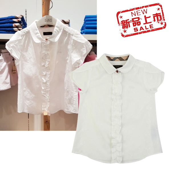 Korean girl daks2019 A summer white Short sleeved shirt pure cotton Base coat T-shirt Stand collar shirt Sweater Whitein the Children/Baby/Family fitted , Shirt category - from Buy2taobao.com to provide professional Taobao agent buy service