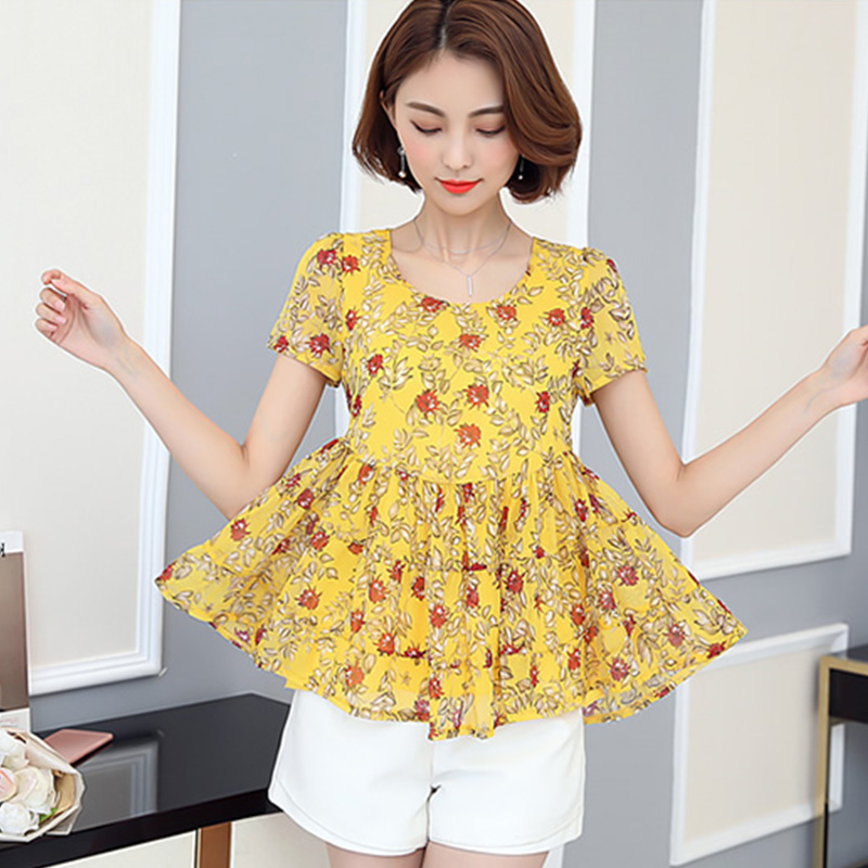 summer New products fashion Short sleeved Easy puff sleeve T-shirts Decor Chiffon shirt 1728in the Women's clothing/Boutique , Lace shirt/Chiffon shirt category - from Buy2taobao.com to provide professional Taobao agent buy service