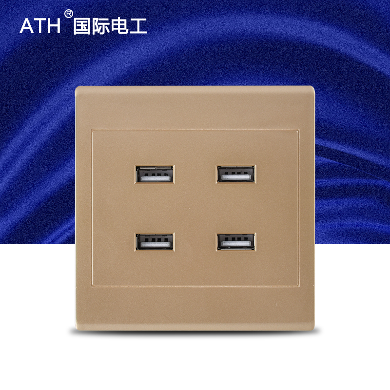 ATH四位USB开关明装插座智能手机快速充电插座苹果数据线86金色在类目 电子/电工, 插座, 开关插座套装中 - 来自Buy2taobao.com提供专业的淘宝代购服务