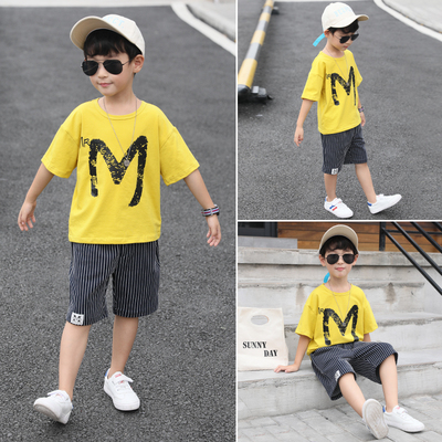 童装男童夏装2018新款套装夏季中大童运动儿童短袖帅气潮衣两件套
