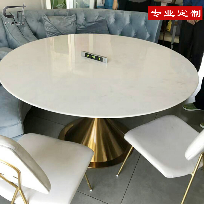 大理石餐桌椅组合圆桌转盘轻奢饭桌家用小户型北欧简约不锈钢桌子|msdalam kategori perabot kediaman, of Tables, meja makan - dari Buy2taobao.com untuk memberikan perkhidmatan ejen Taobao profesional membeli