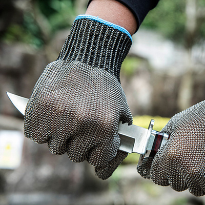 五级钢丝防割手套防滑验厂劳保不锈钢手套特种兵防刺裁剪杀鱼手套