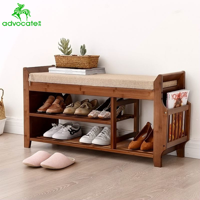 进门口换鞋凳式鞋柜储物凳多功能楠竹鞋架收纳凳简约现代穿鞋凳