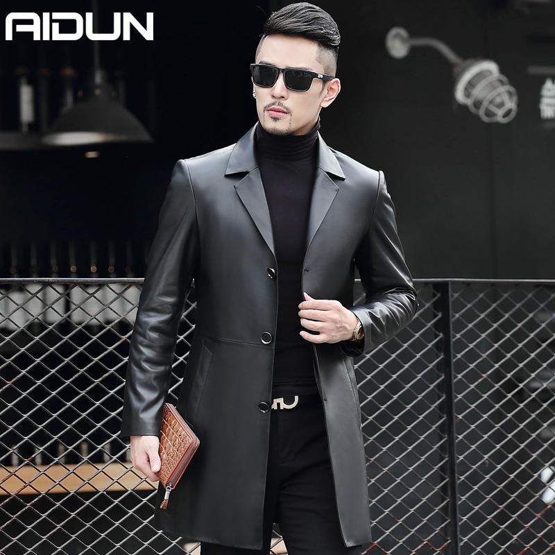Haining genuine leather leather clothing Jacket Self cultivation Korean Edition handsome personality suit coat Mid length version Sheepskin Windbreakerin the Men's clothing, Leather clothing category - from Buy2taobao.com to provide professional Taobao agent buy service