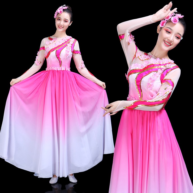 开场舞大摆裙演出服女成人2019新款大型舞蹈花开盛世现代服装长裙|msdalam kategori Butik wanita / wanita, pakaian/pakaian kebangsaan/peringkat pakaian, pakaian kebangsaan/pakaian - dari Buy2taobao.com untuk memberikan perkhidmatan ejen Taobao profesional membeli