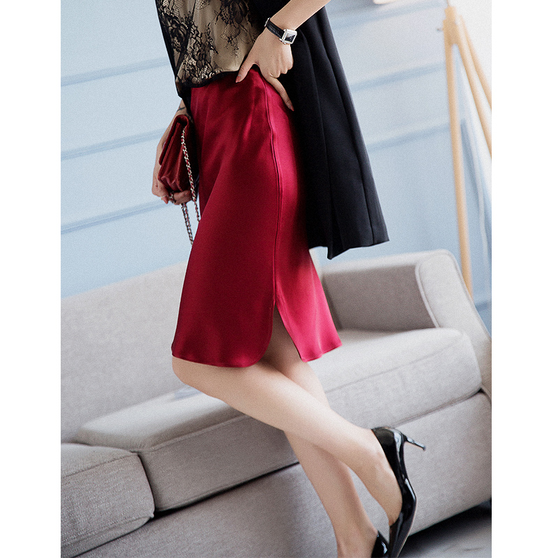 Dove Silk sliding Additional Improved edition Arc Split ends Elastic waist Island country Imported Acetic acid Half skirtin the Women's clothing/Boutique , Skirts category - from Buy2taobao.com to provide professional Taobao agent buy service