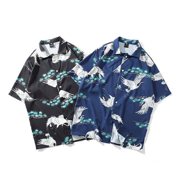 Flamingo Bay Hawaiian Shirt 丹顶鹤潮牌短袖衬衫度假休闲衬衫|ruв категории Мужская одежда, футболка - от Buy2taobao.com для оказания профессиональной услуги покупки агента Taobao
