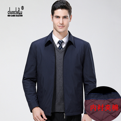 2018初冬新款中老年棉衣男薄款夹克式棉服男短款爸爸装宽松棉袄男