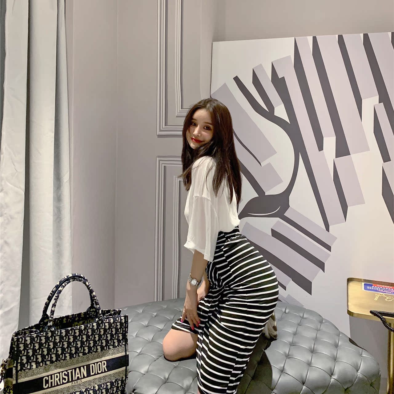JIUER 2019 summer new pattern Korean network synchronization fold Half skirt Solid stripe Versatile Show thin lovelyin the Women's clothing/Boutique , Skirts category - from Buy2taobao.com to provide professional Taobao agent buy service